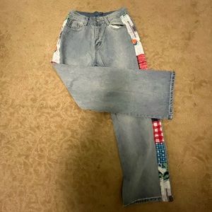 yesstyle patchwork side panel wide legged jeans